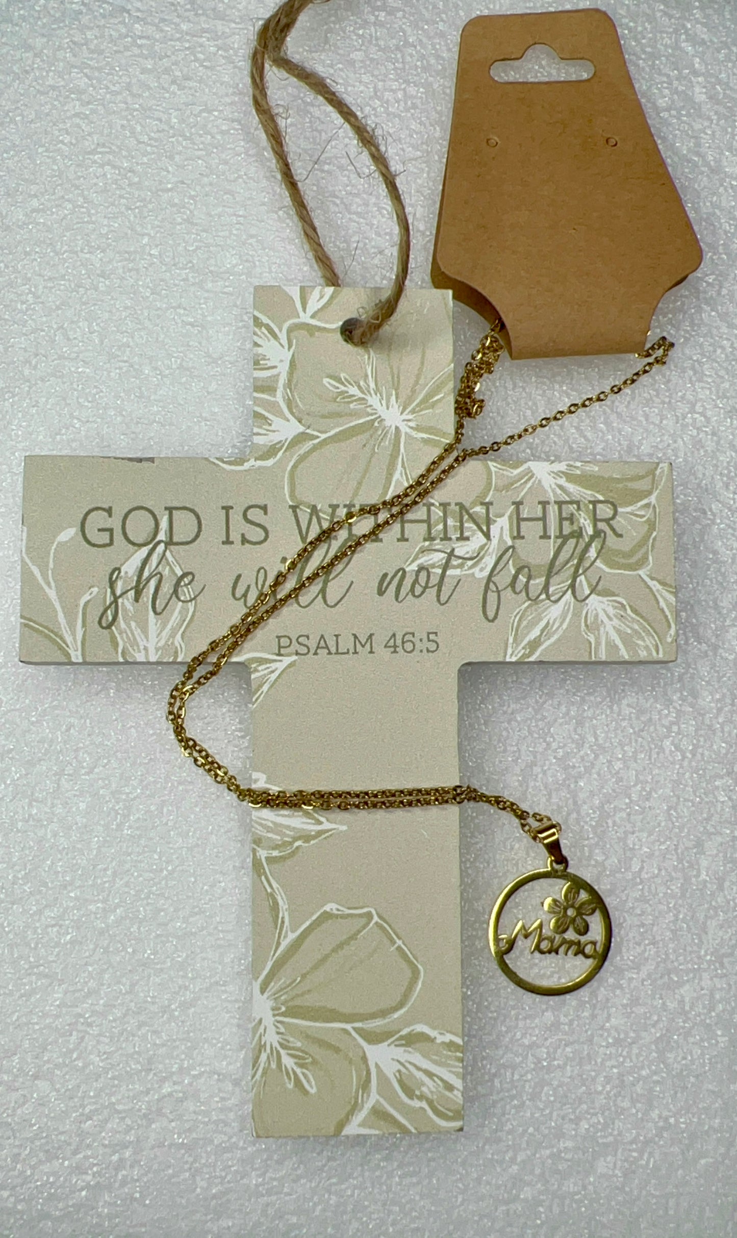 Gold Floral MAMA Letter Necklace