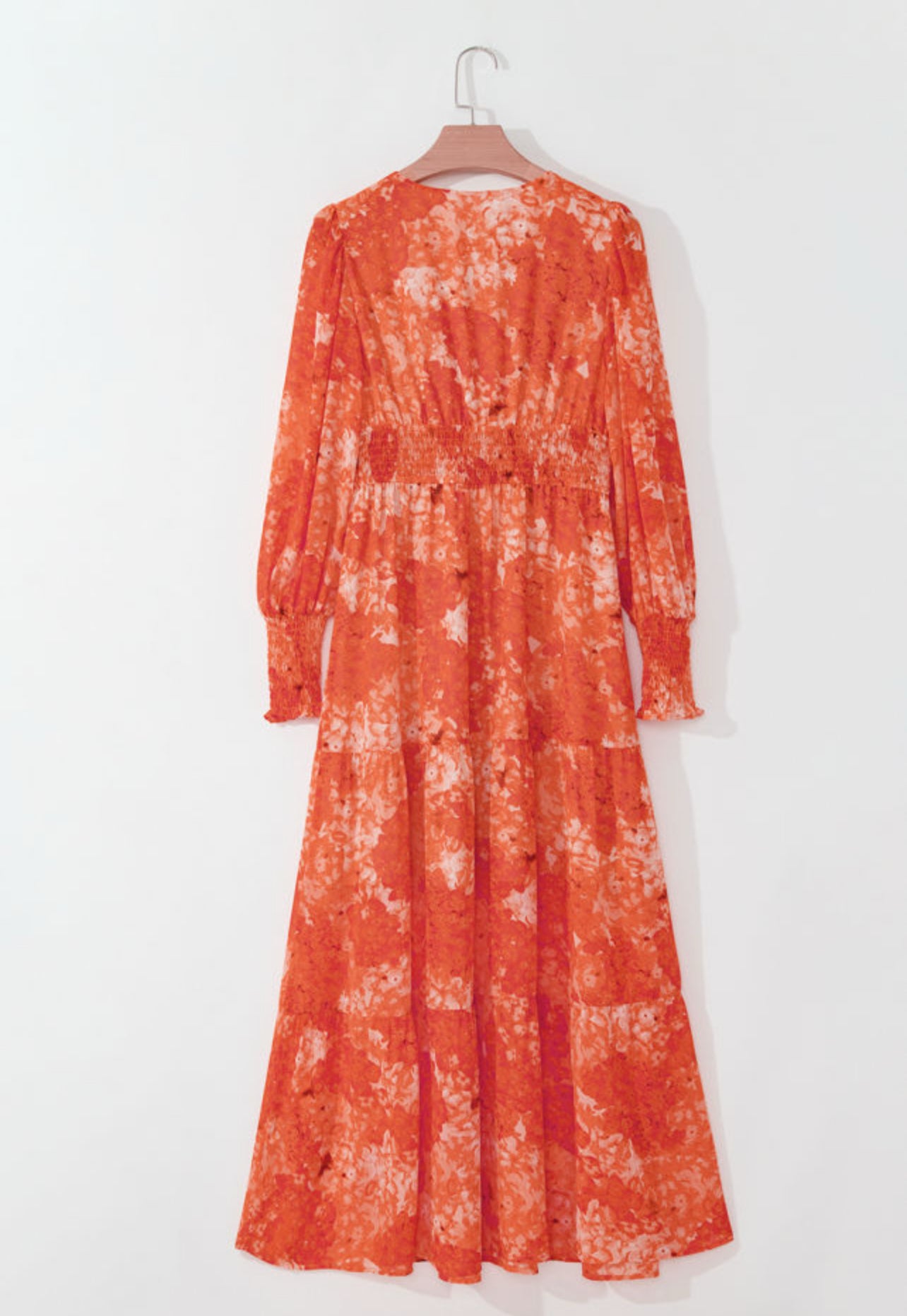 Orange Boho Floral Maxi Dress