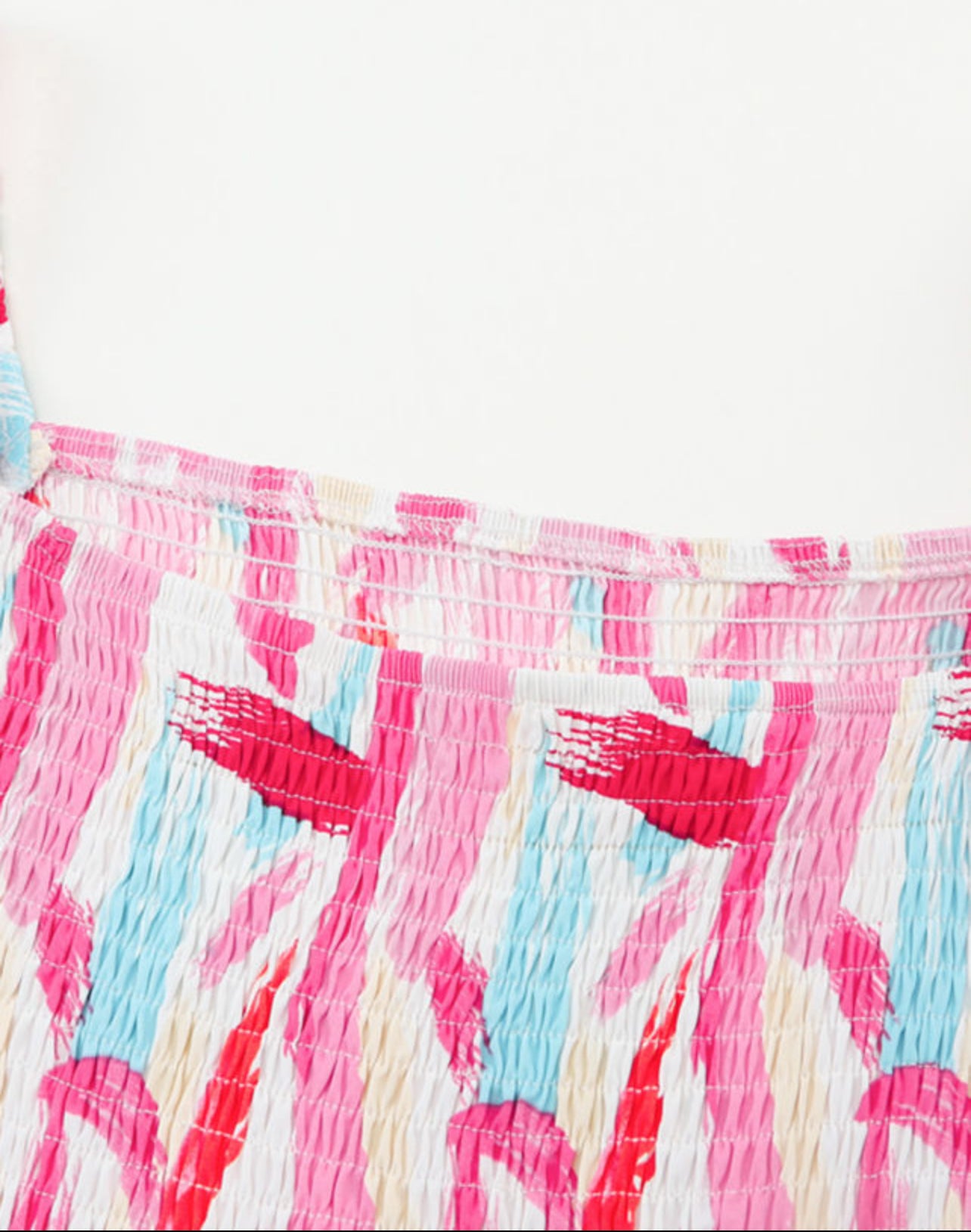 Yuli - Pink Brushed Printed Smocked Ruffle Tiered Dress