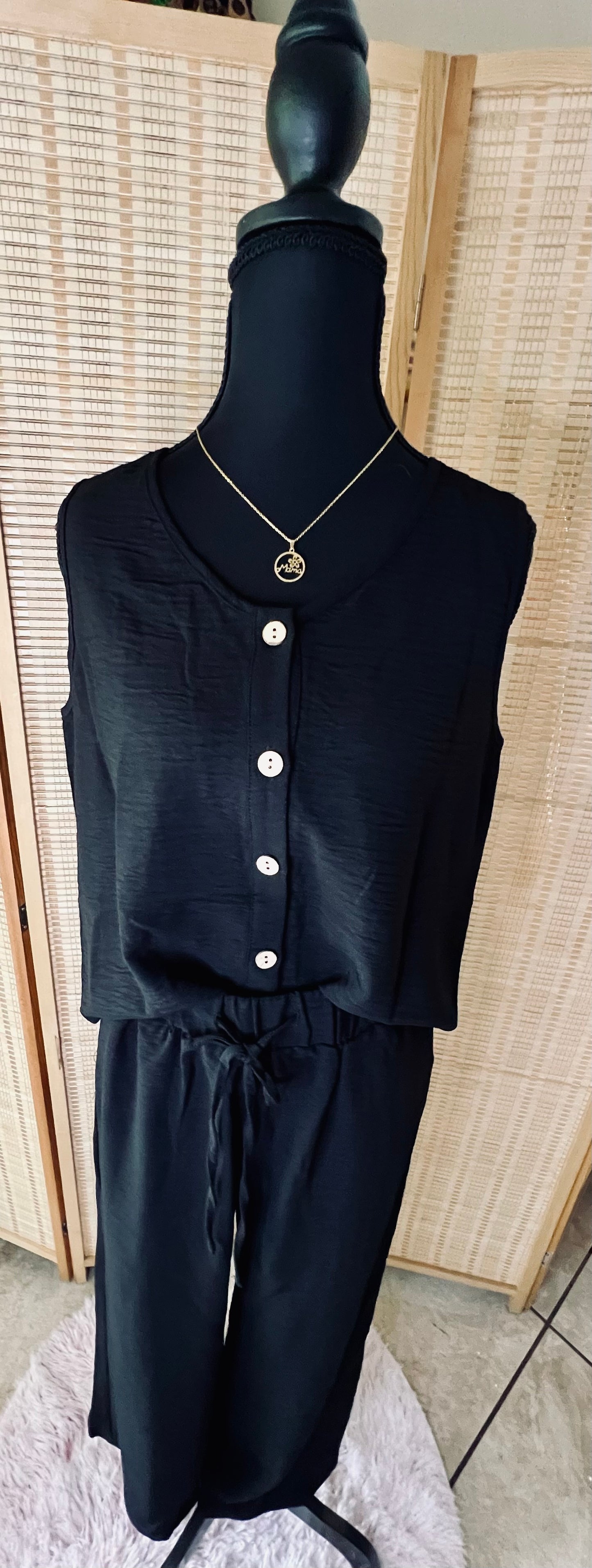 The “Que Cute” 2pcs Set Wide Leg With Drawstring Vest