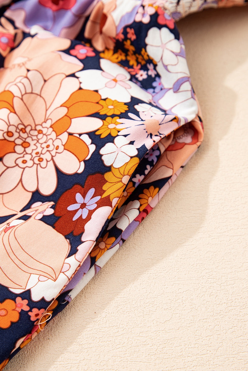 "Emily" Floral Print Smocked High Waist Jumpsuit