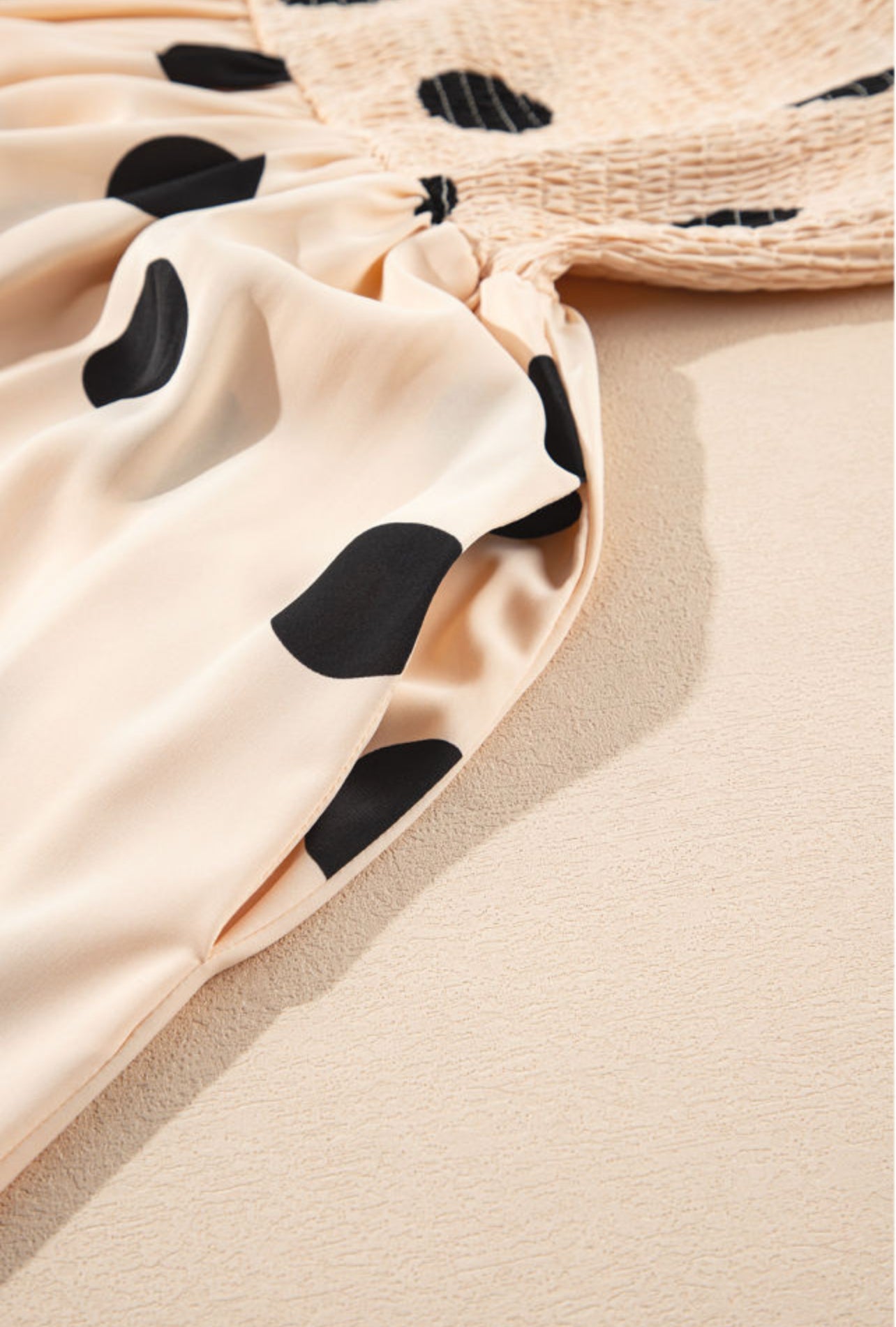 Polka Dots Smocked Fit Flared Sleeveless Dress