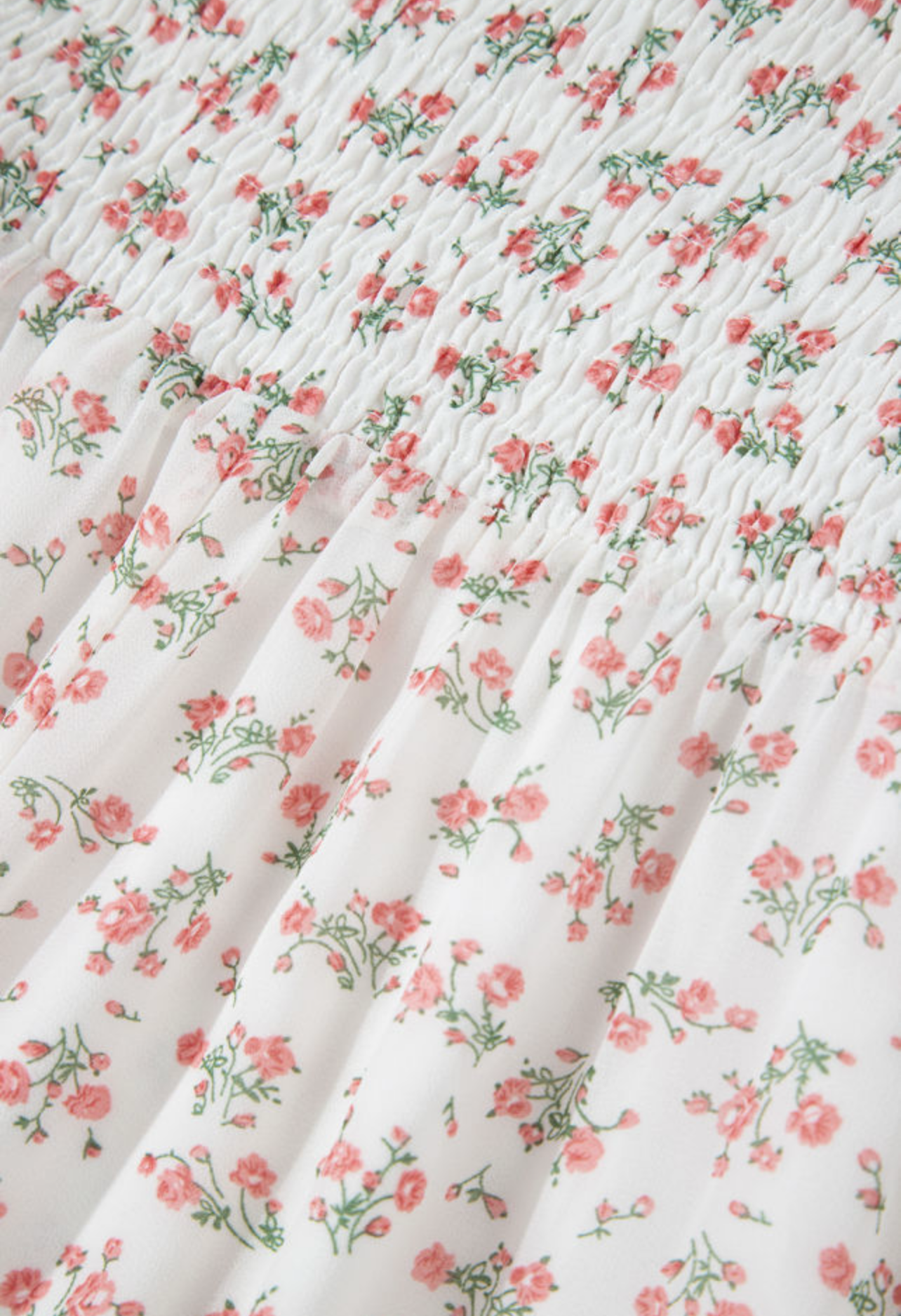 White Floral Print Ruffled Midi Dress