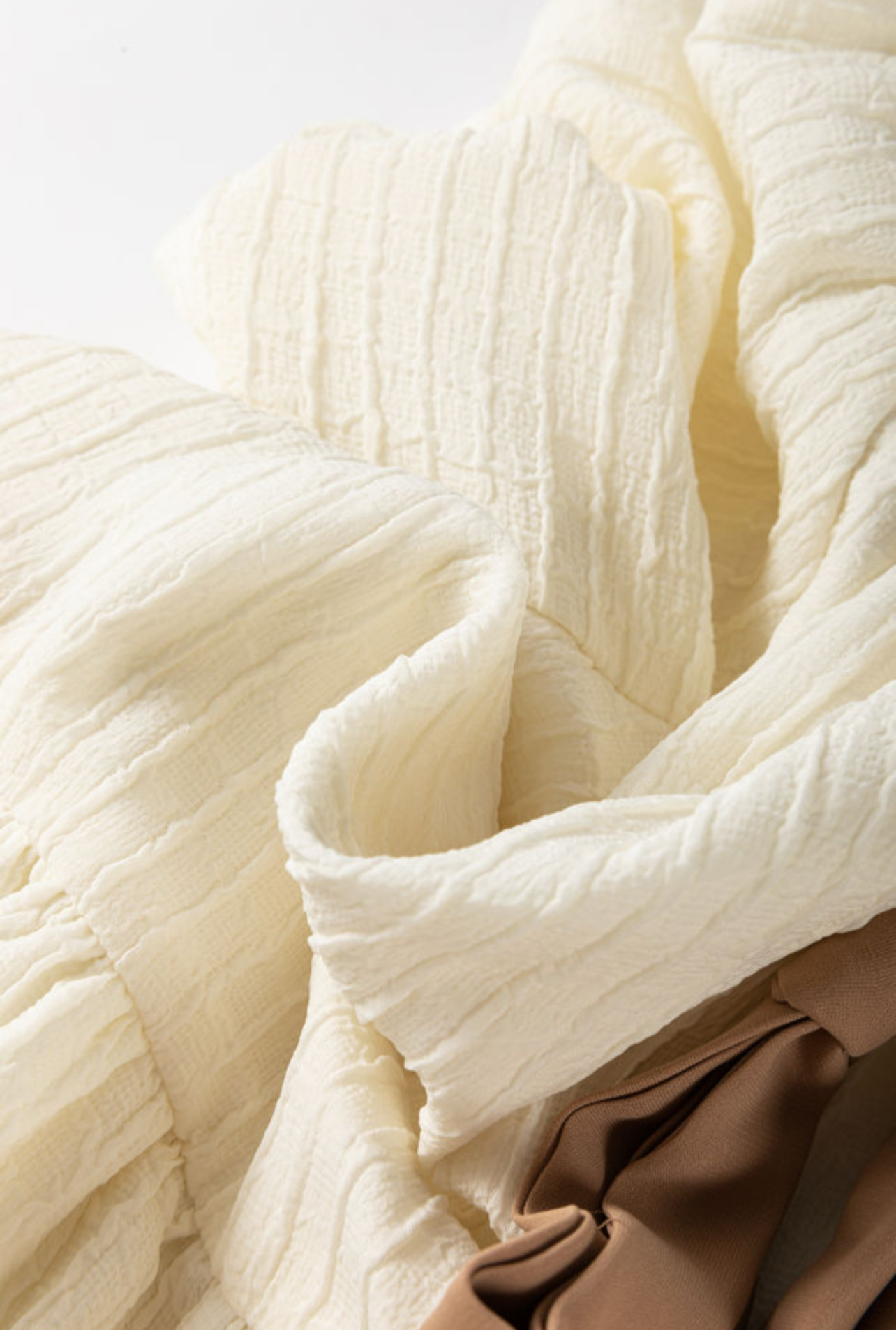 Bow Ties Front Bubble Hem Puff Short Sleeve Blouse