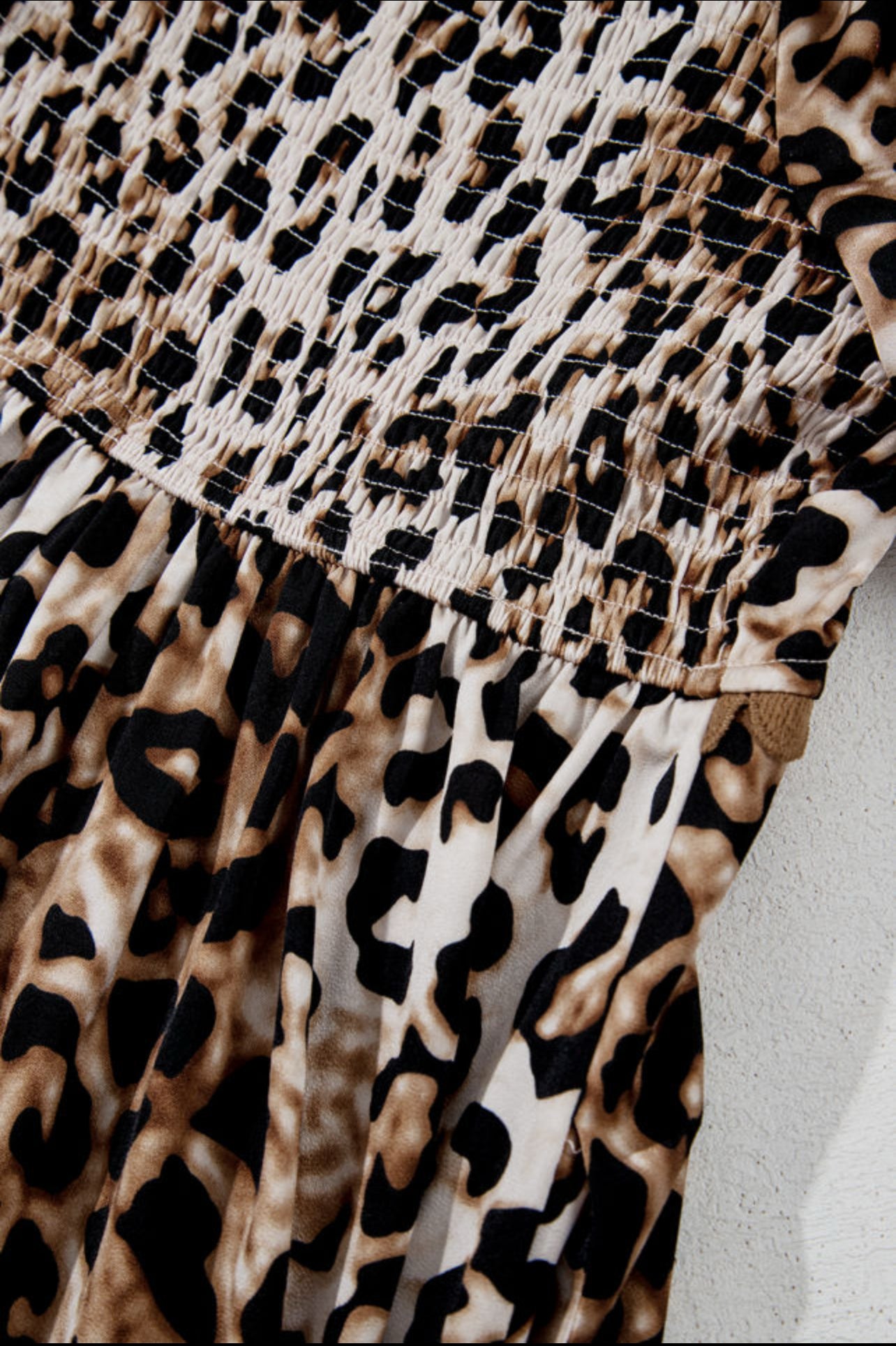 Leopard Print Bubble Sleeve Square Neck Maxi Dress