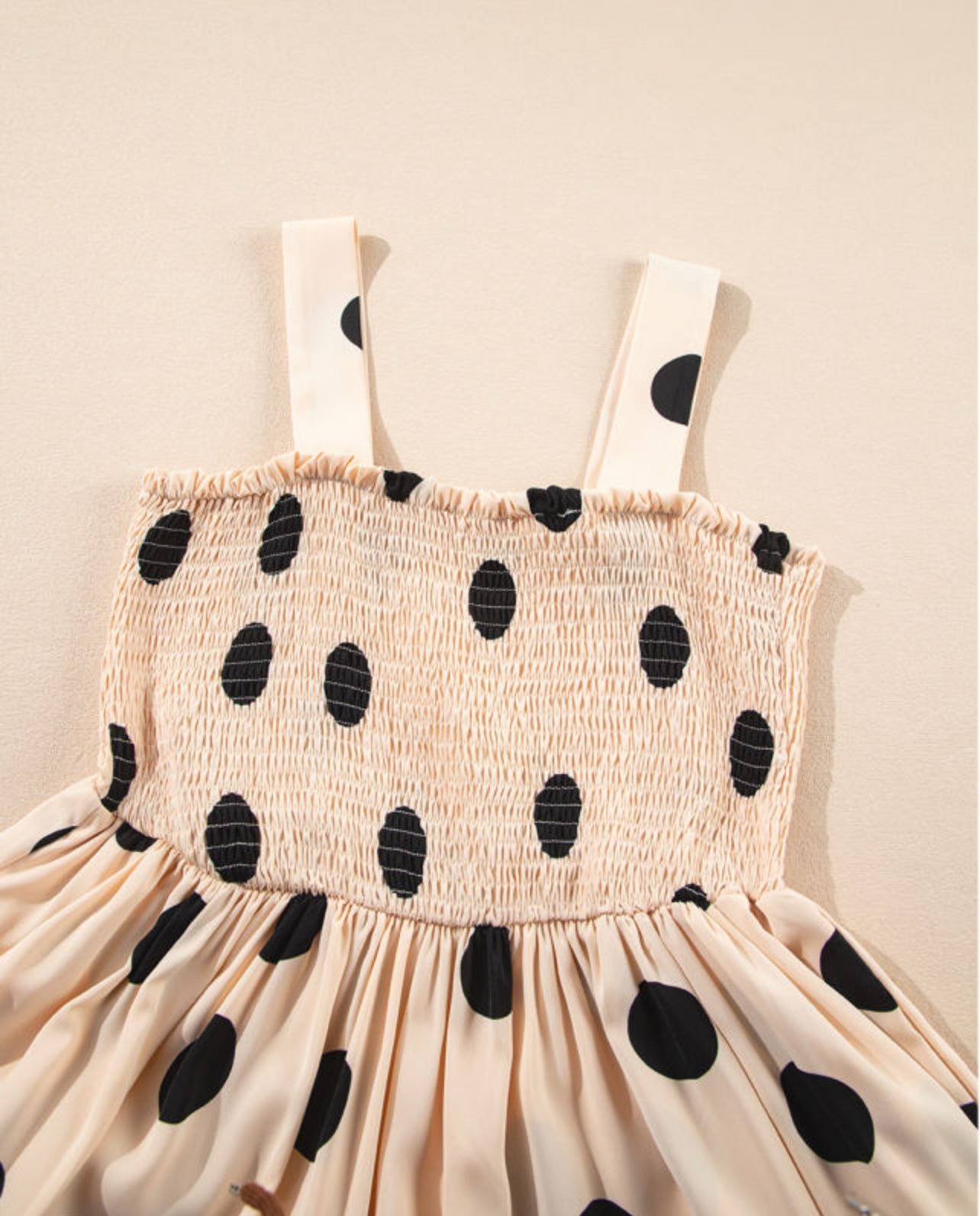Polka Dots Smocked Fit Flared Sleeveless Dress