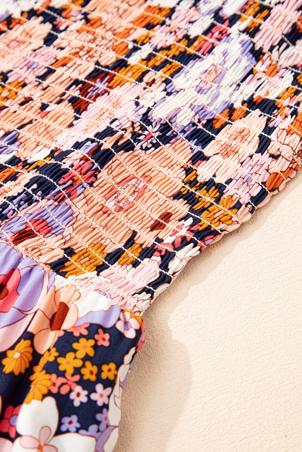 "Emily" Floral Print Smocked High Waist Jumpsuit