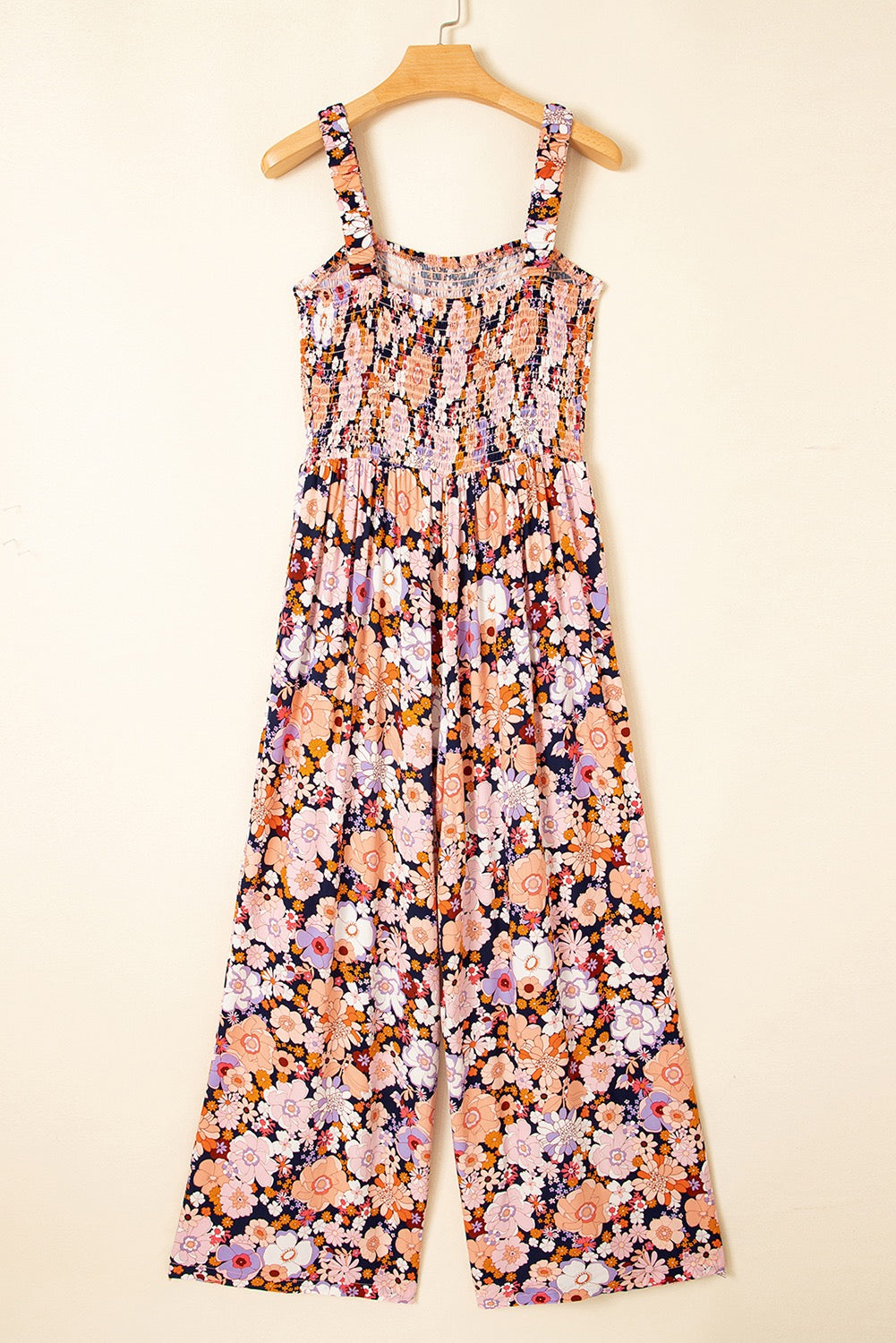 "Emily" Floral Print Smocked High Waist Jumpsuit