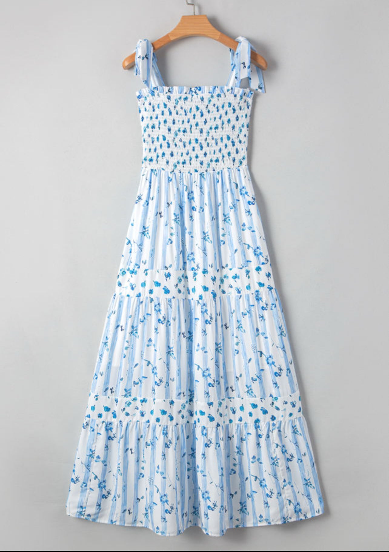 Sky Blue Tied Straps Maxi Dress