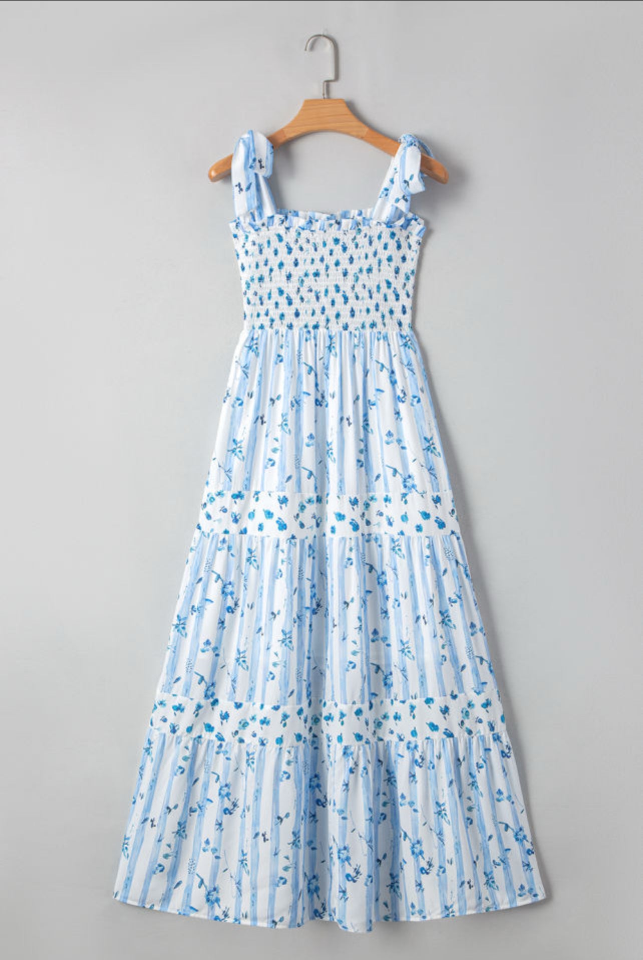 Sky Blue Tied Straps Maxi Dress