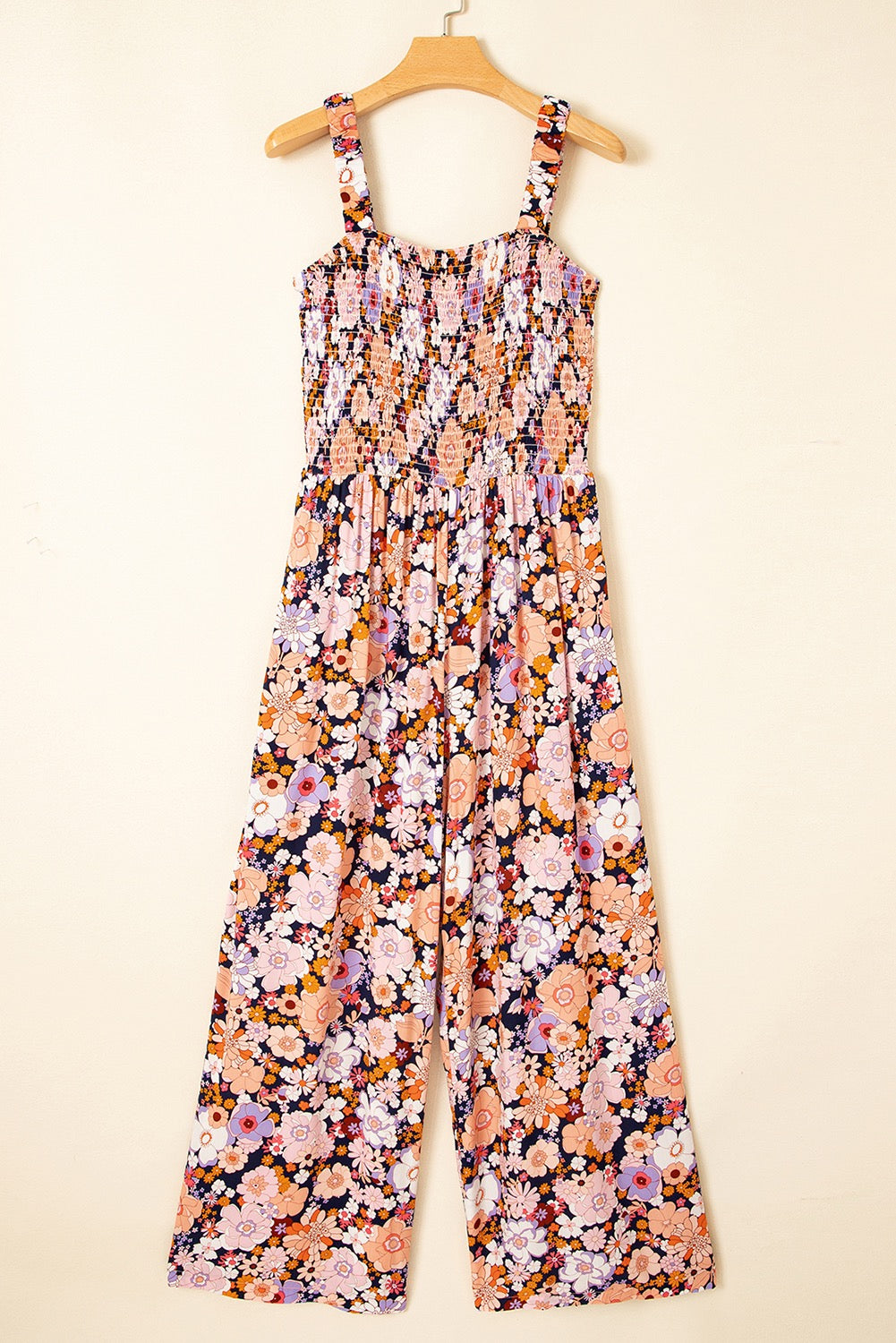 "Emily" Floral Print Smocked High Waist Jumpsuit