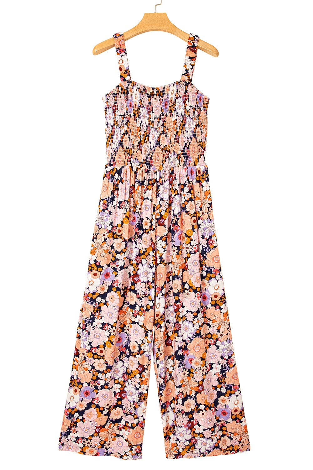"Emily" Floral Print Smocked High Waist Jumpsuit