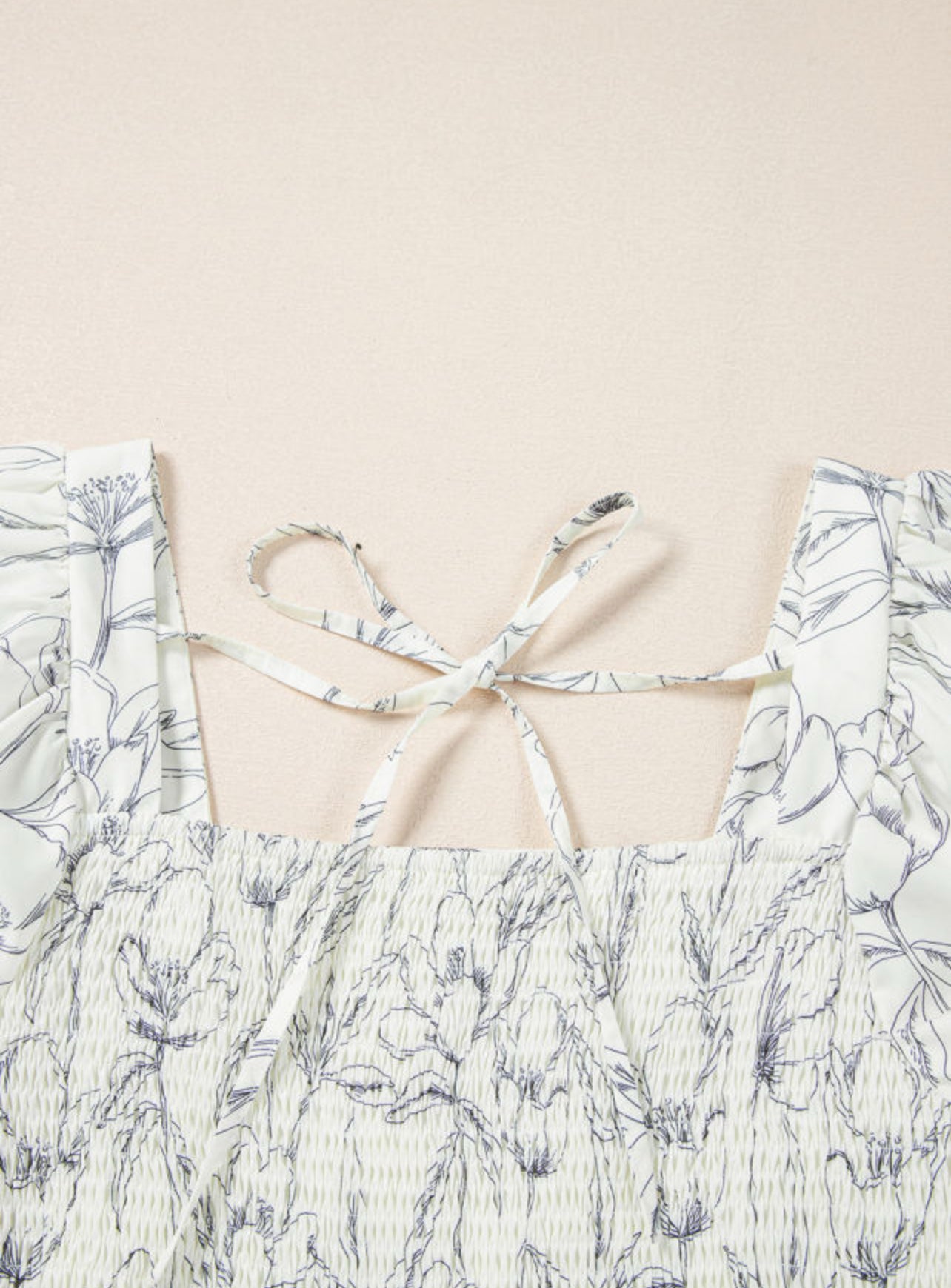Floral Print Square Neck Puffy Sleeve Dress