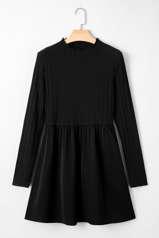 “Ruth”-Dark Bloom Ribbed Mini Dress