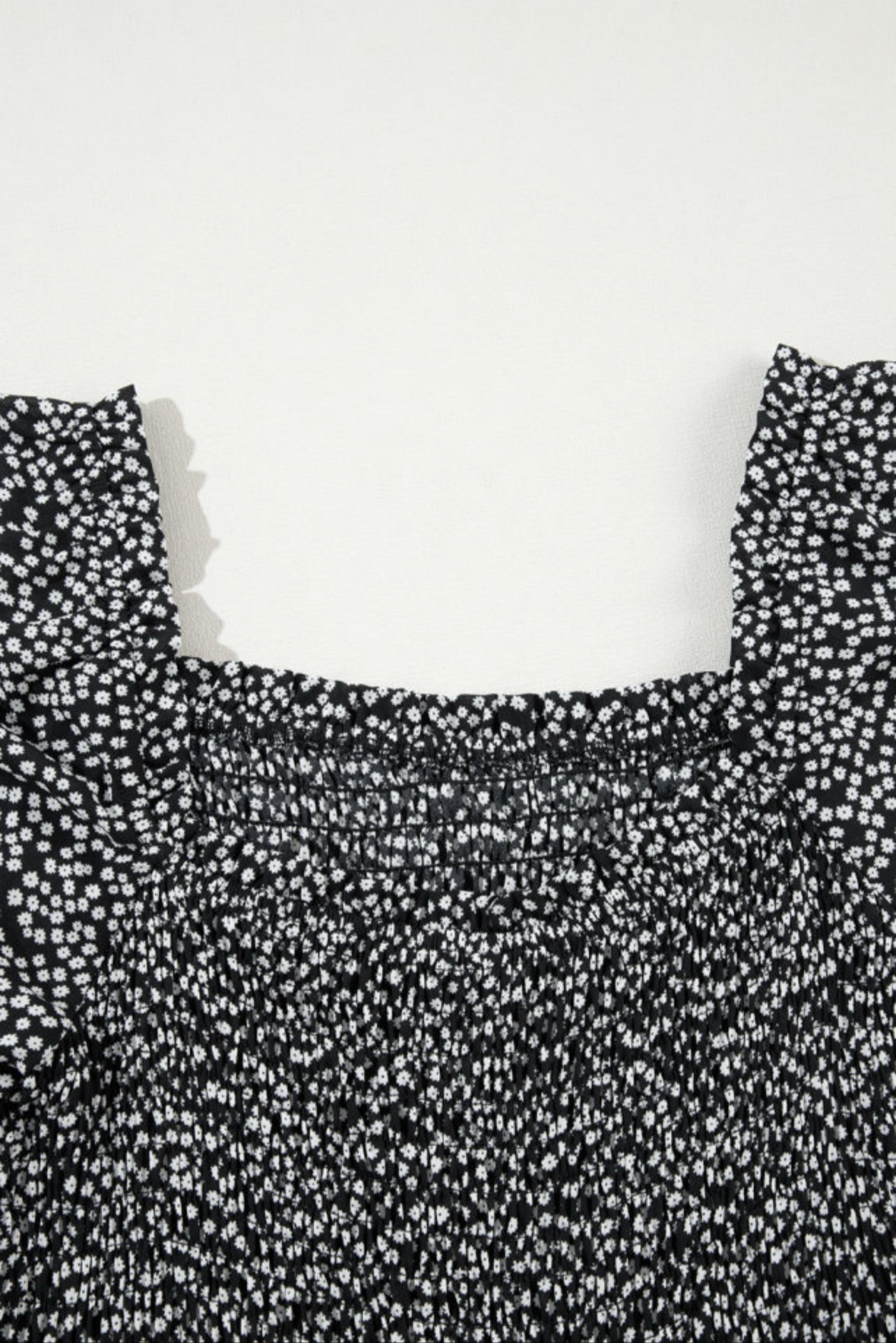 Black Floral Print Long Sleeve Dress