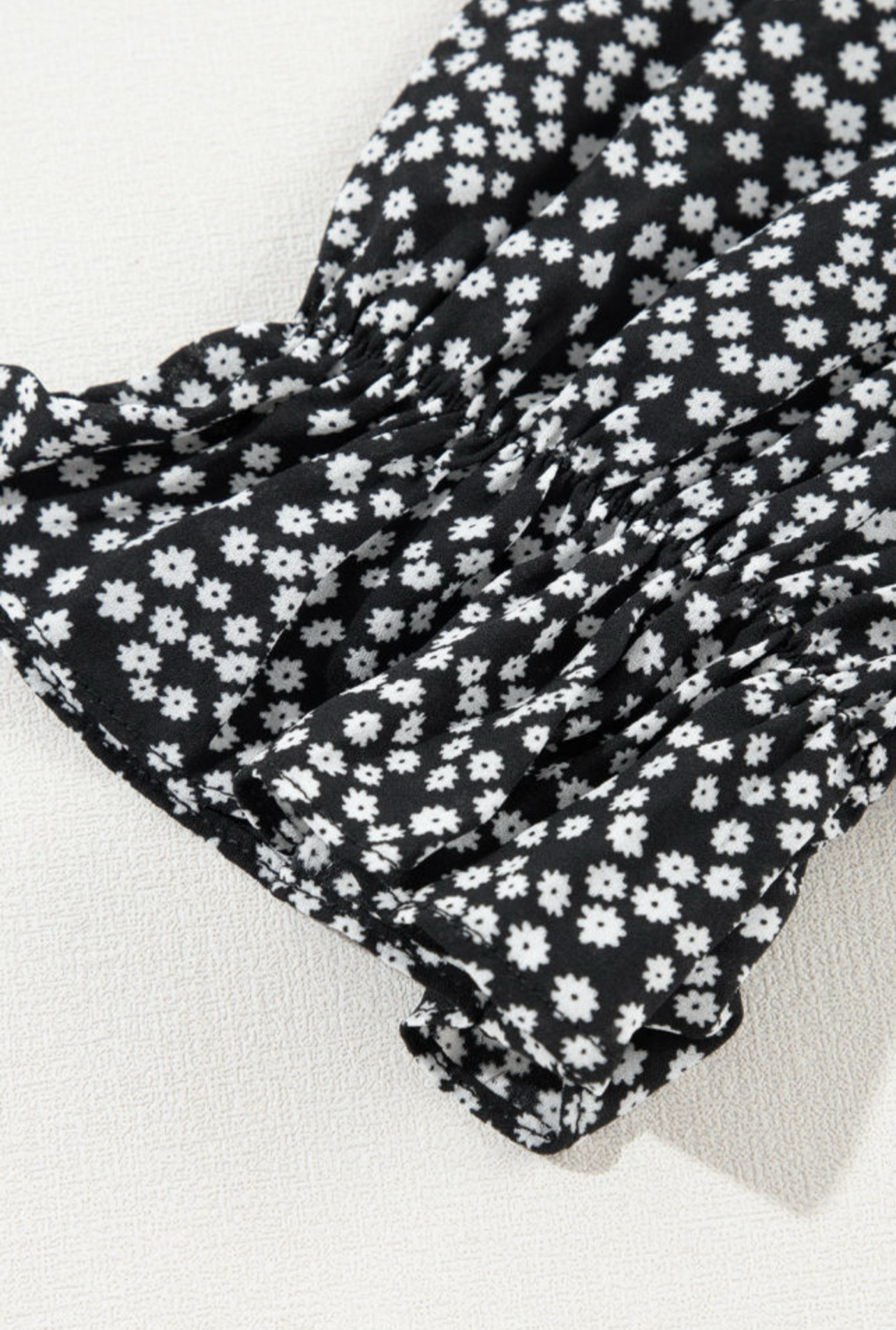 Black Floral Print Long Sleeve Dress