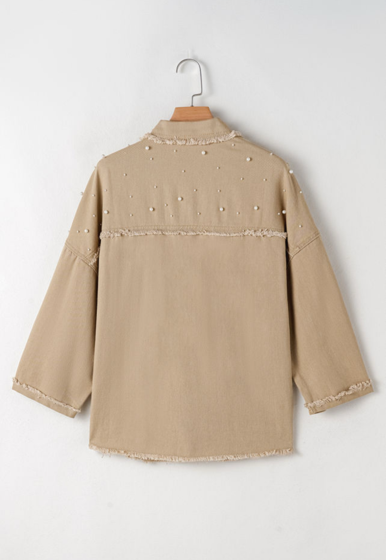 Khaki Pearl  Button Up Denim Jacket