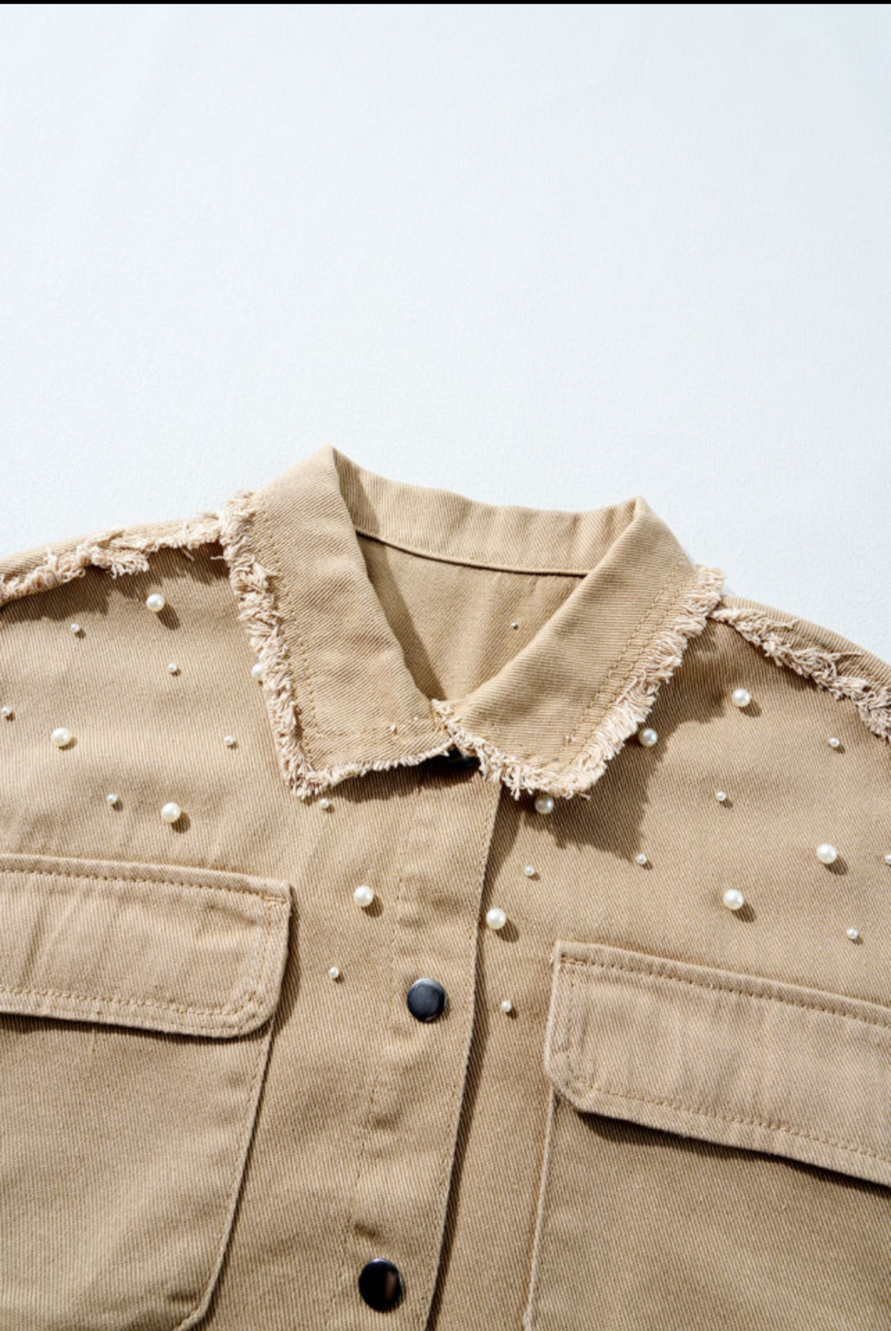 Khaki Pearl  Button Up Denim Jacket
